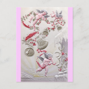 Cartão Postal Cherubs sobre o oceano com Holly e Bell Garland