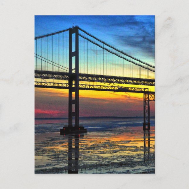 Cartão Postal Chesapeake Bay Bridge Icy Sunset Silhouette (Frente)