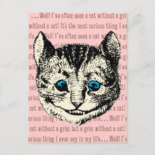 Cartão Postal Cheshire Cat - Vintage Alice no País das Maravilh