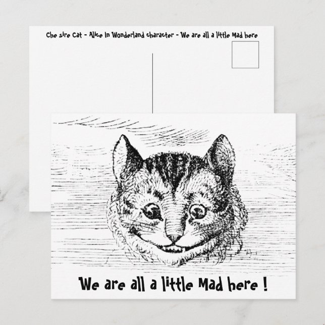 Cartão Postal Chesire Cat - Alice no personagem das Maravilhas (Frente/Verso)