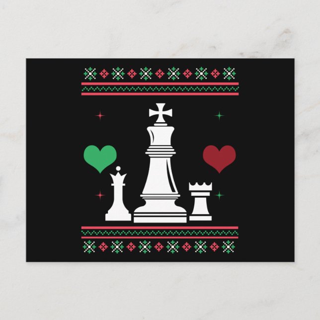 Cartão Postal Chess Ugly Christmas Sweater Xmas (Frente)