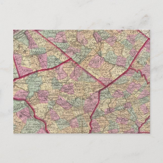 Cartão Postal Chester, Dauphin, Berks, Líbano (Frente)