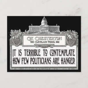 Cartão Postal Chesterton sobre a enforcamento de políticos