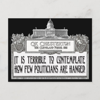 Cartão Postal Chesterton sobre a enforcamento de políticos