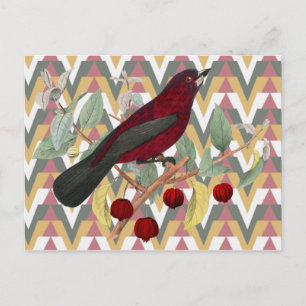 Cartão Postal Chevron e Vintage Red Bird