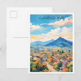 Cartão Postal Chiang Mai Tailândia Viagem Arte 