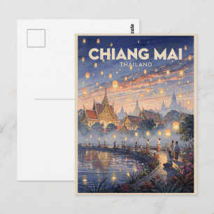 Cartão Postal Chiang Mai Tailândia Viagem Vintage