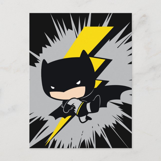 Cartão Postal Chibi Batman Lightning Kick (Frente)