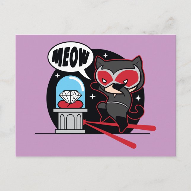 Cartão Postal Chibi CatWomen Roubando Um Diamante (Frente)