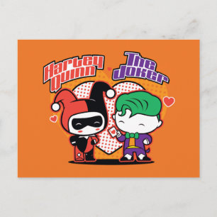 Cartão Postal Chibi Harley Quinn & Chibi Joker Corações