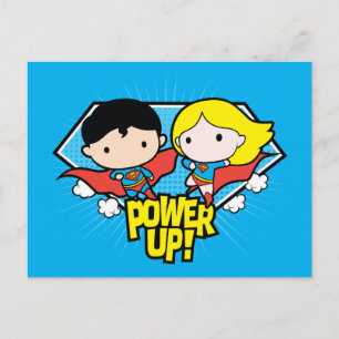 Cartão Postal Chibi Superman e Chibi Supergirl Ligam!