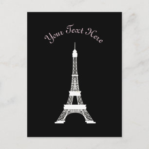 Cartão Postal Chic Black and White French Style Torres Eiffel