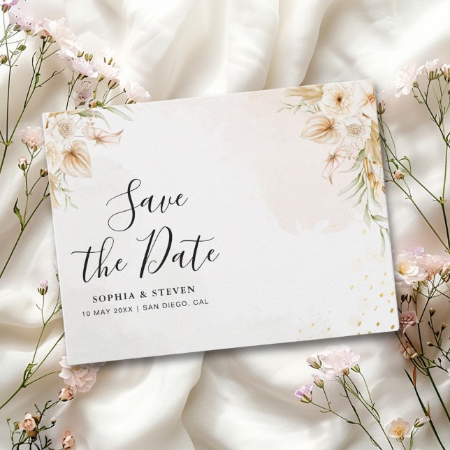 Cartão Postal Chic Boho Wedding with Beige and Yellow Blooms (Criador carregado)