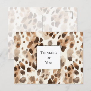 Cartão Postal Chic Cream Brown Leopard Impressão Pensando em voc