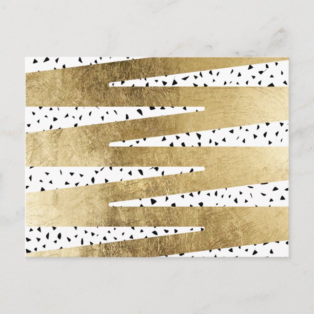 Cartão Postal Chic Dourado e preto Zigzag e Abstrato (Frente)