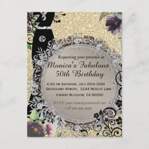 Cartão Postal Chic Elegant Fabuloso 50º aniversário