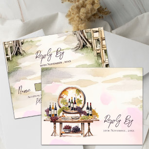 Cartão Postal Chic Grapevine Winery Rustic Weding RSVP