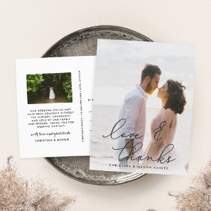 Cartão Postal Chic Gratitude Wedding Photo Thank You