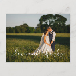 Cartão Postal Chic Hand Lettered Weding LOVE E OBRIGADOS brancos