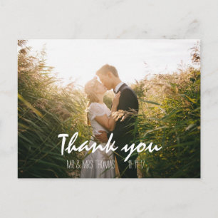 Cartão Postal Chic Hand Lettered Weding Obrigado Cartão-Postal