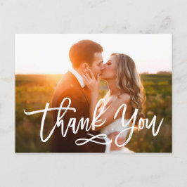 Cartão Postal Chic Hand Lettered Weding Obrigado Cartão-Postal