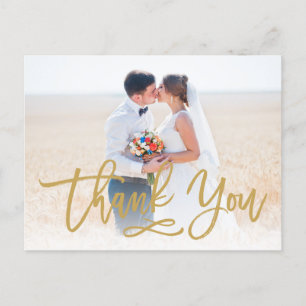 Cartão Postal Chic Hand Lettered Weds Obrigado Cartão-Postal Dou