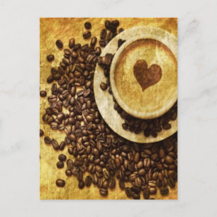 Cartão Postal Chic Java cappucccino Café Beans Café Lover
