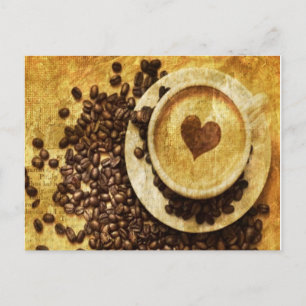 Cartão Postal Chic Java cappuccino Coffee Beans Coffee Lover