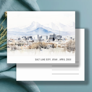Cartão Postal Chic Minimalista Salt Lake City Utah Aquarela Viag