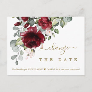 Cartão Postal Chic Muda Nosso Casamento De Flores De Borgonha