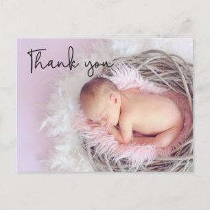 Cartão Postal Chic Obrigado Bebê Rapariga Foto Anúncio de Nasc