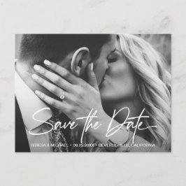 Cartão Postal Chic Save the Date Script Custom Noivado Photo