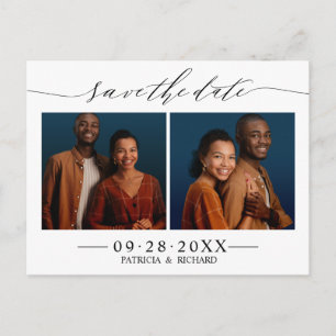 Cartão Postal Chic Script Casamento Save The Date 2 Colagem de F