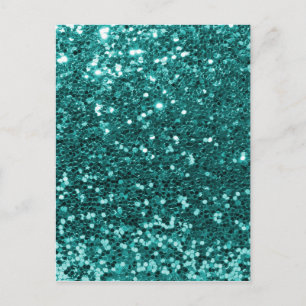 Cartão Postal Chic Teal Faux Glitter