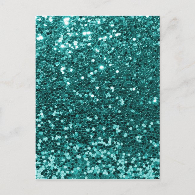Cartão Postal Chic Teal Faux Glitter (Frente)