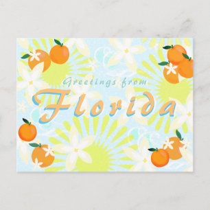 Cartão Postal Chic Vintage Flórida Sun Orange Blossom Flor