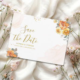 Cartão Postal Chic wedding with orange floral Illustration