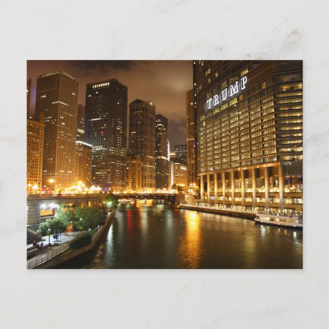 Cartão Postal Chicago à noite (Frente)