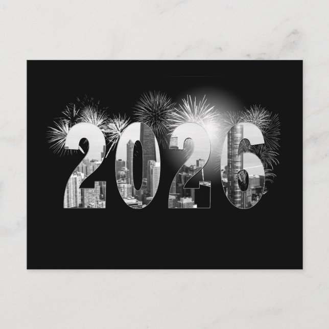 Cartão Postal Chicago Ano Novo 2026 Negócios Obrigado (Frente)