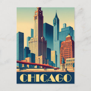 Cartão Postal Chicago, arranha-céus da cidade, viagem