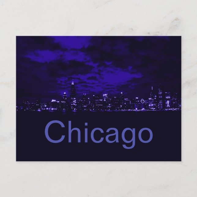 Cartão Postal Chicago Blue Skyline (Frente)