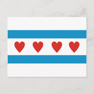 Cartão Postal chicago cidade ama bandeira corações estados uni