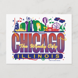 Cartão Postal Chicago-Confetti