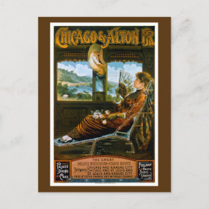 Cartão Postal Chicago e Alton Railroad Viagens vintage