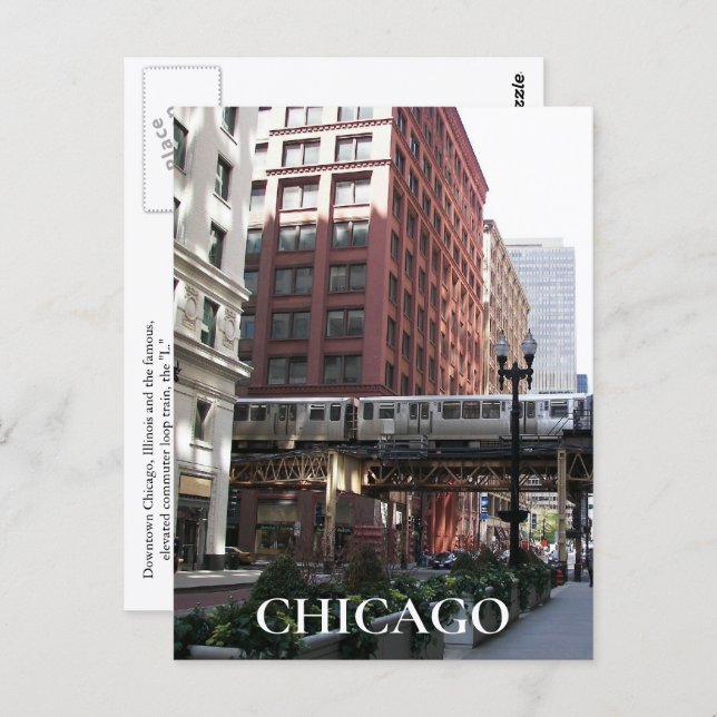 Cartão Postal Chicago Elevated Loop Train Travel Photo (Frente/Verso)