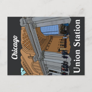 Cartão Postal Chicago, estação de trem da IL