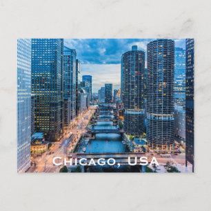 Cartão Postal Chicago, EUA Adição de Viagens e Turismo Vintage