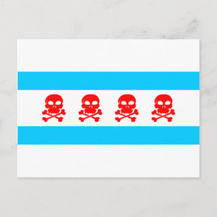 Cartão Postal Chicago Flag Skulls