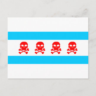 Cartão Postal Chicago Flag Skulls