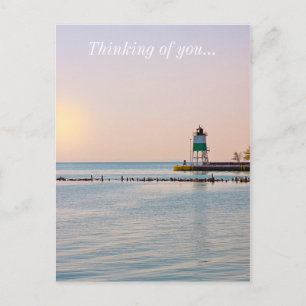Cartão Postal Chicago Harbour Southeast Lighthouse Pensando Em U